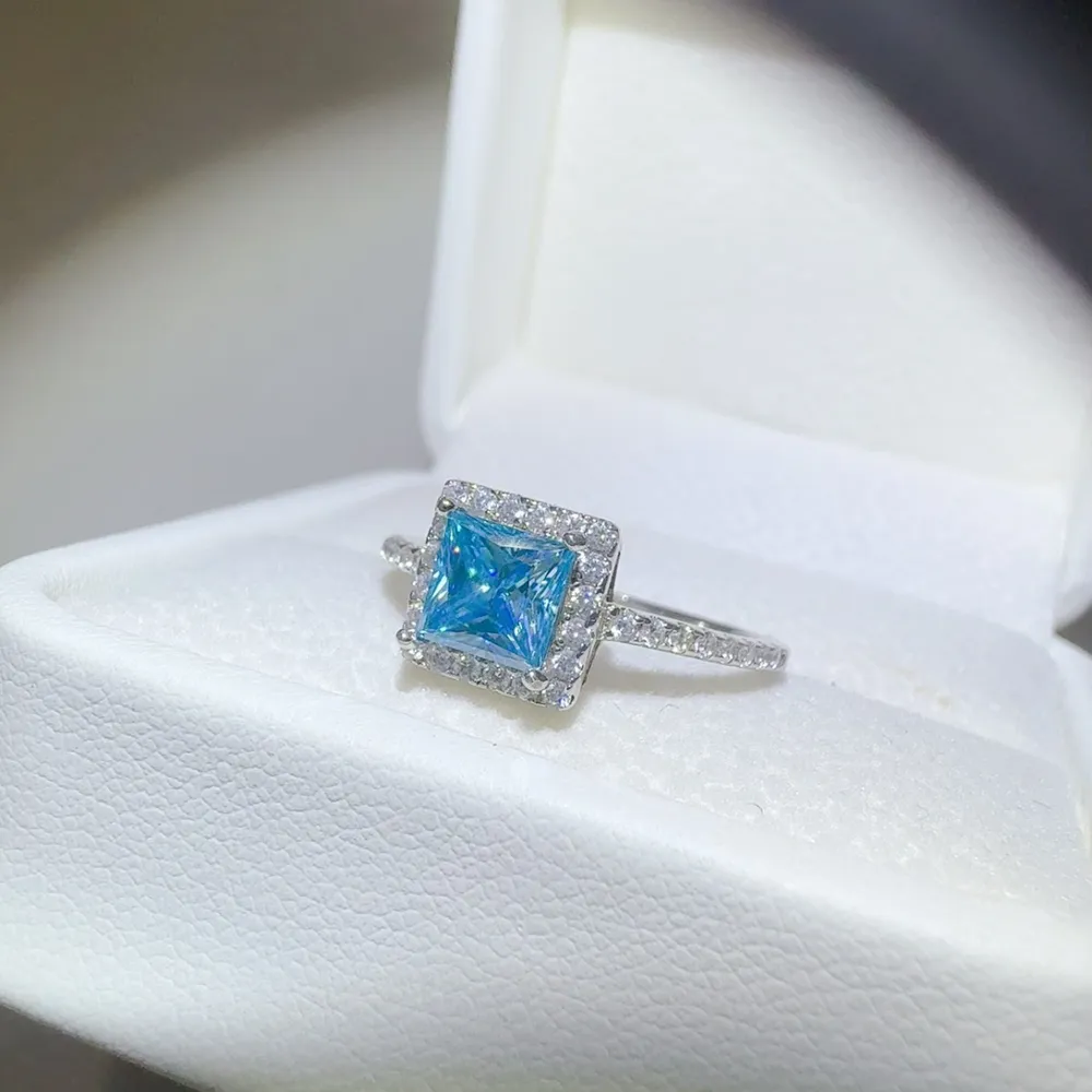 2 Carat Moissanite 925 Sterling Silver Square Shape Ring, image 6