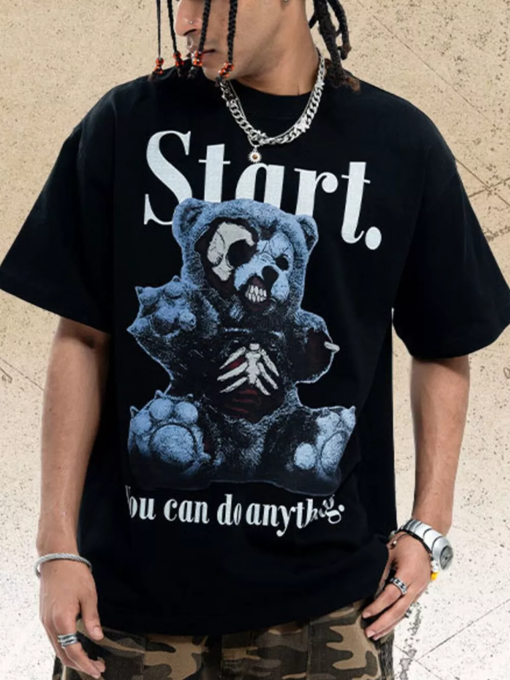 Men's Graphic Round Neck Oversized T-Shirt