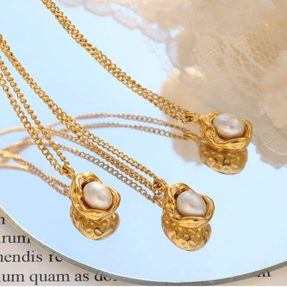 18K Gold-Plated Pearl Pendant Necklace, image 4