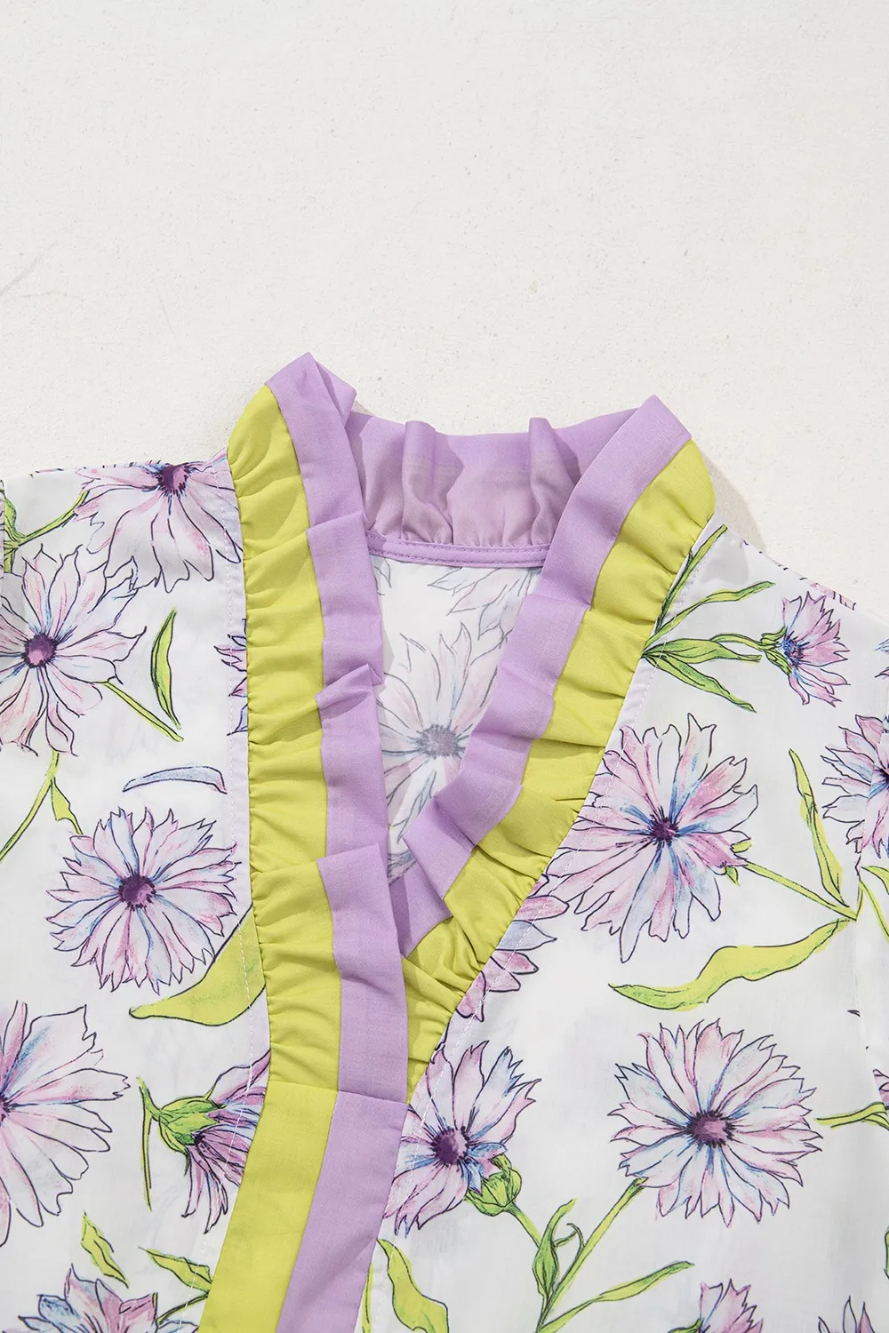 Floral Print Flounce Sleeve Peplum Blouse, image 6