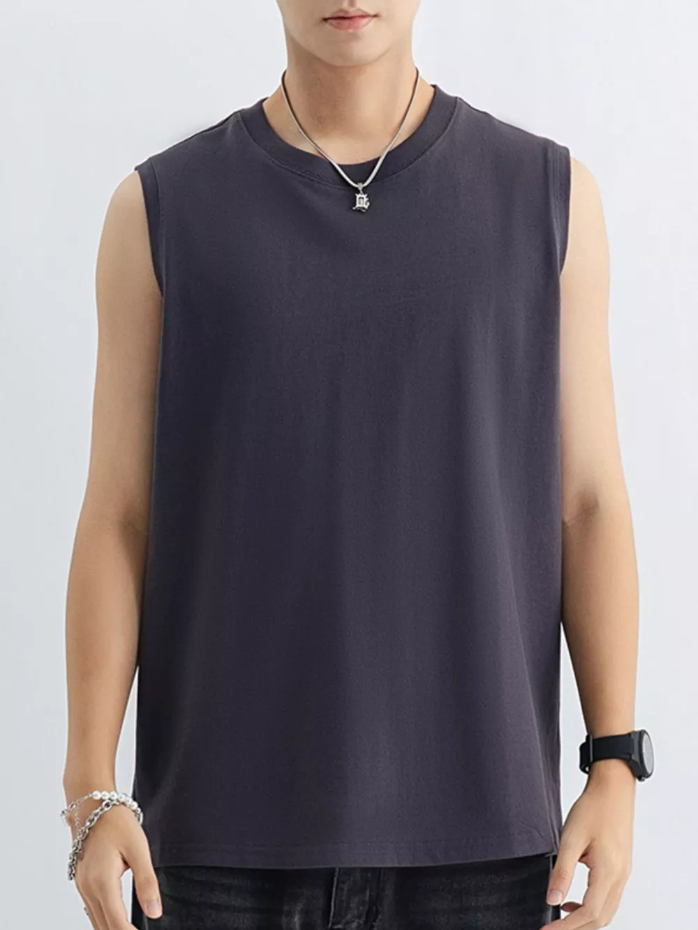 Men's Plus Size Round Neck Tank, image 2