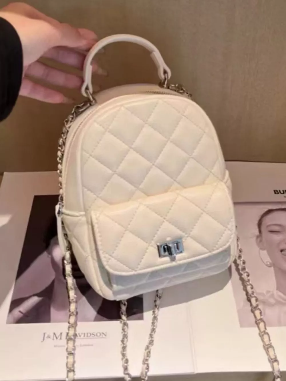 Quilted Mini Backpack Bag, image 8