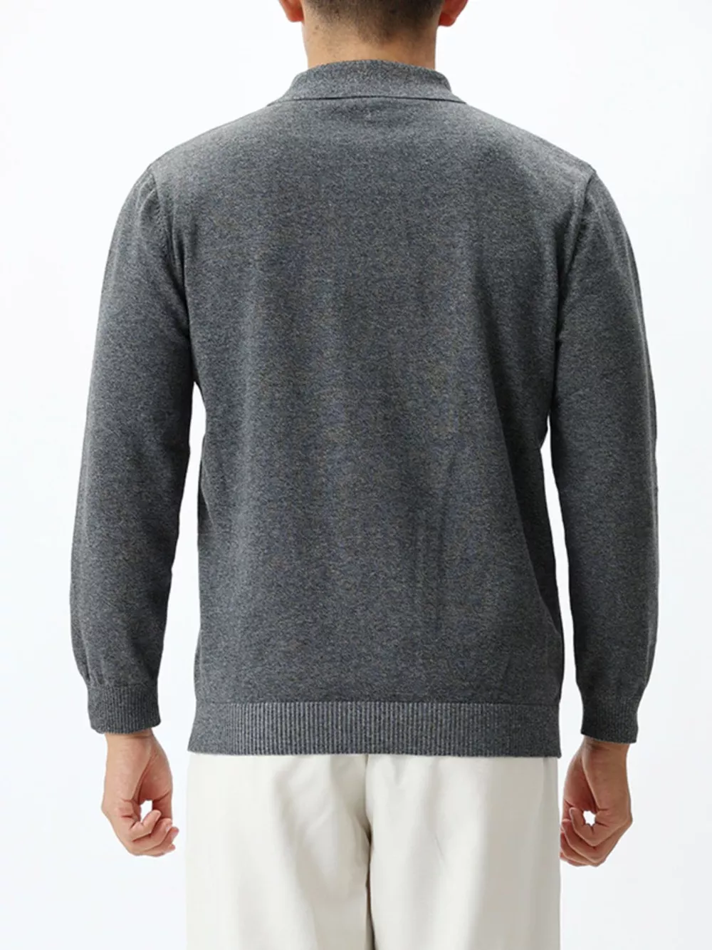 Men's Plus Size Polo Collar Long Sleeve Sweater, image 4