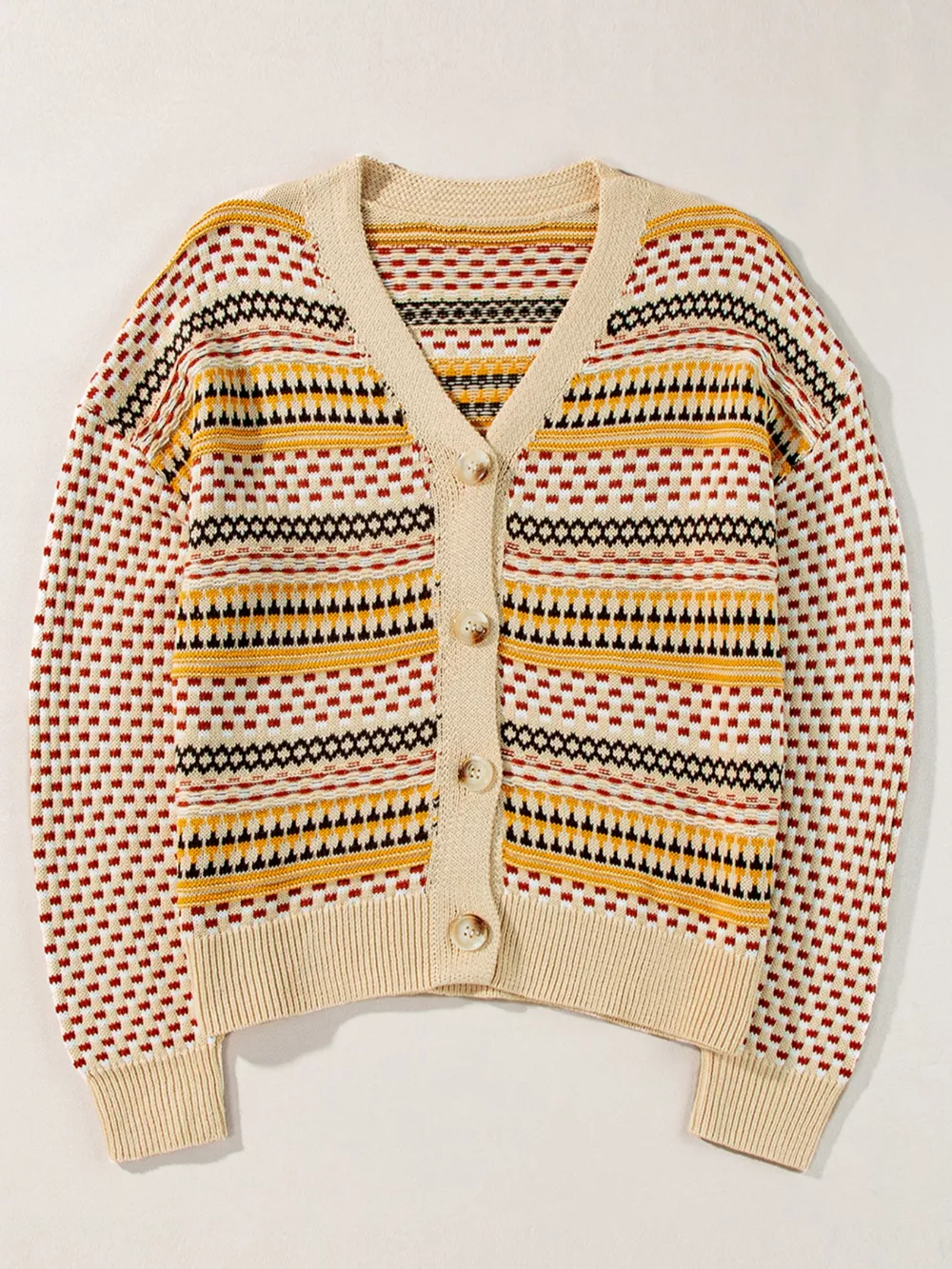 Vintage Patterned Button-Down Cardigan, image 8