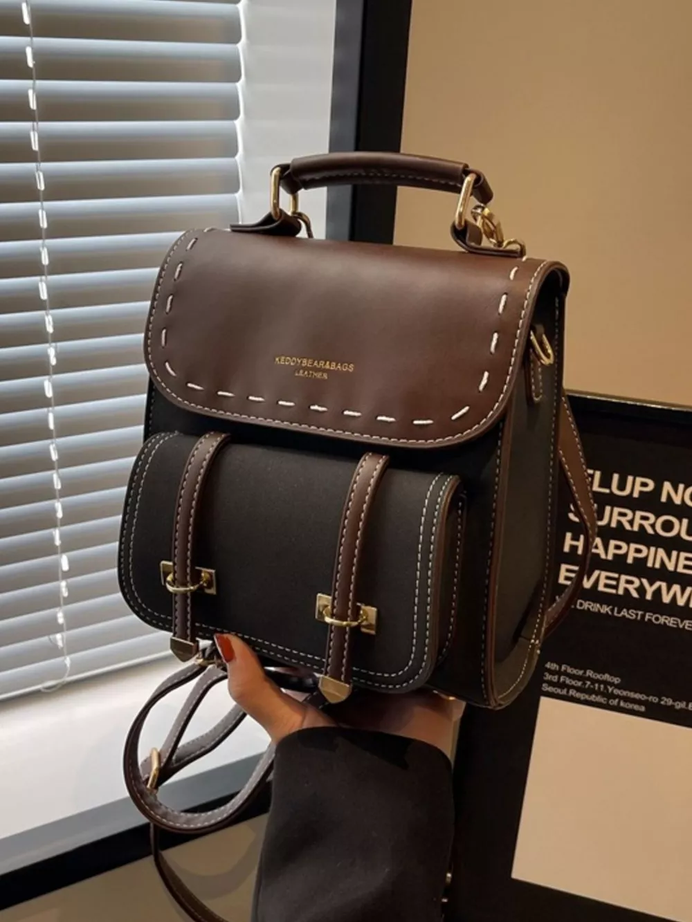 Vintage Style Leather Backpack Bag, image 2