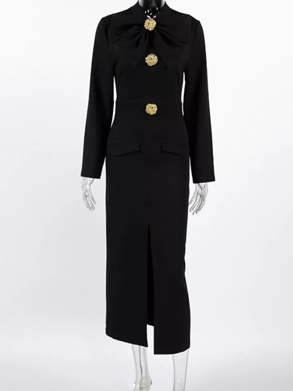 Ruched Long Sleeve Midi Dress, image 8