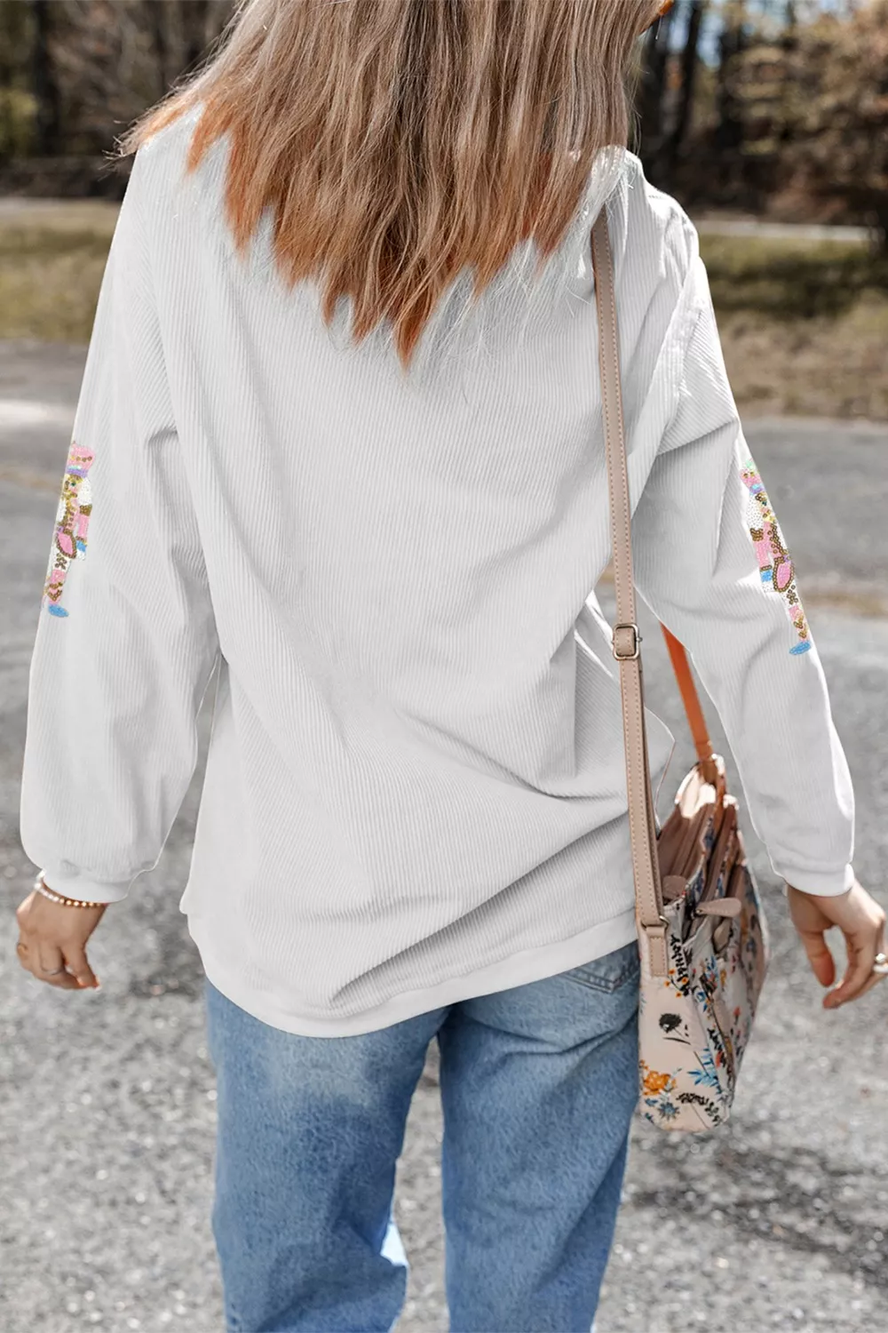 Full Size Corded Rib Sequin Patched Nutcracker Graphic Drop Shoulder Sweatshirt Plus Size, image 4