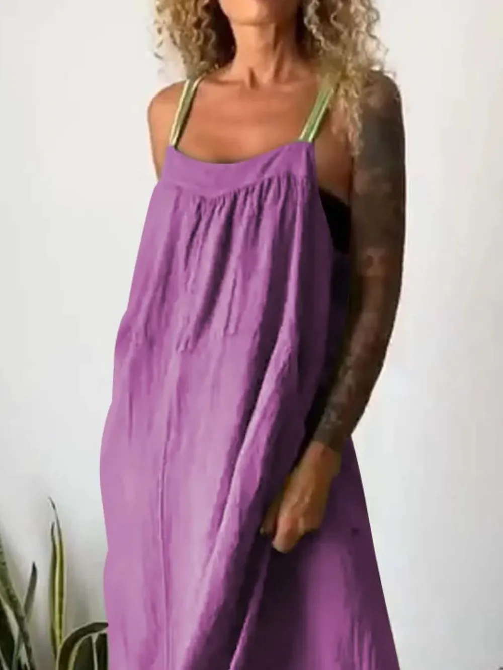 Full Size Ruched Cami Maxi Dress with Pockets Plus Size, image 18