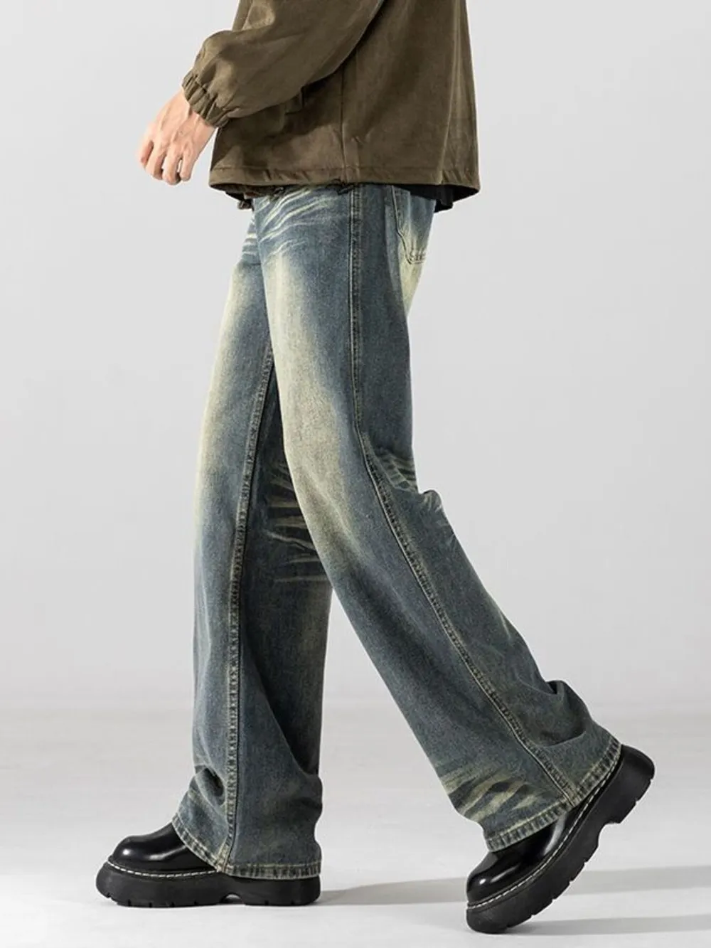 Men's Full Size Wide Leg Washed Jeans Plus Size, image 5