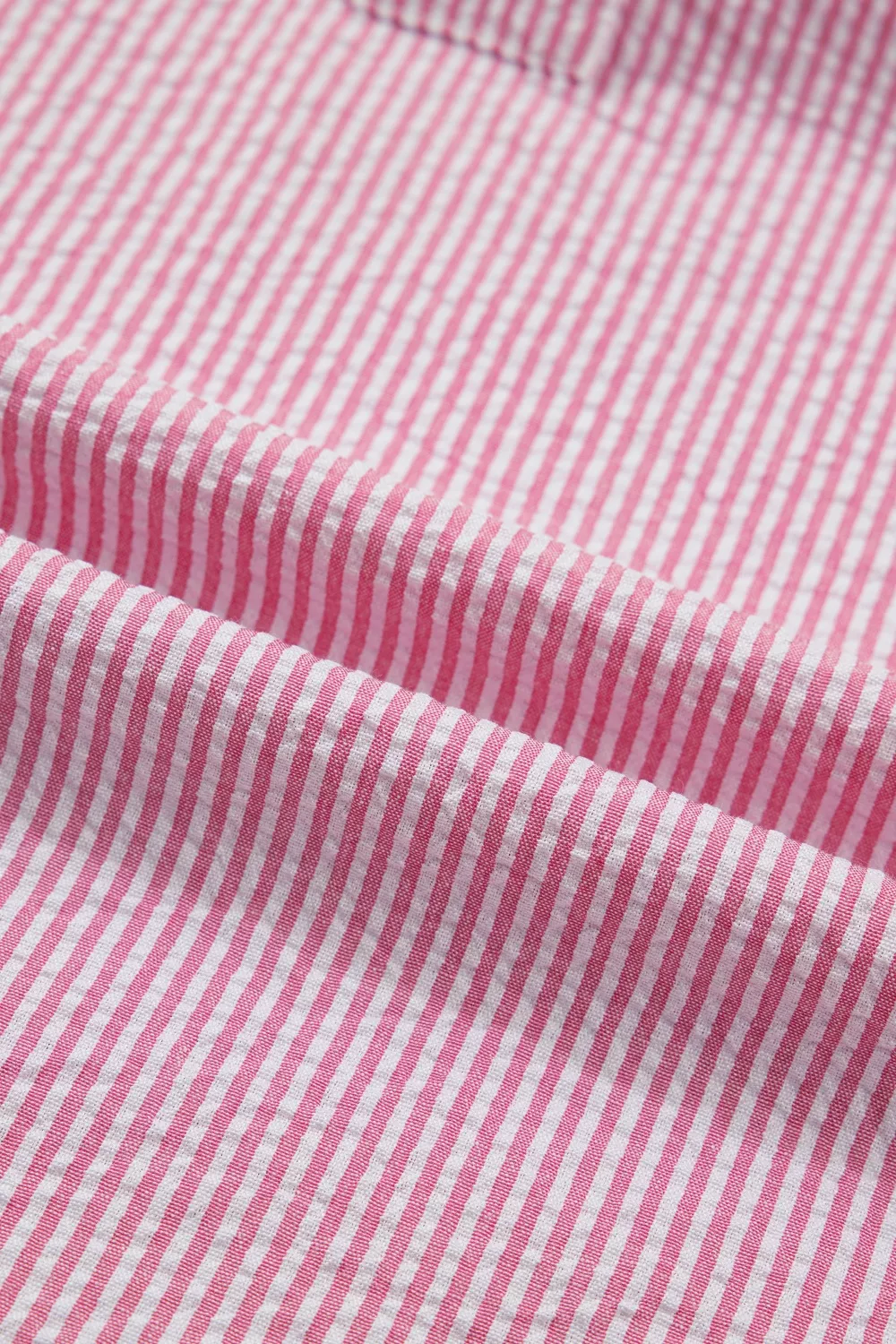 Stripe Short Bubble Sleeve Split V Neck Blouse, image 11