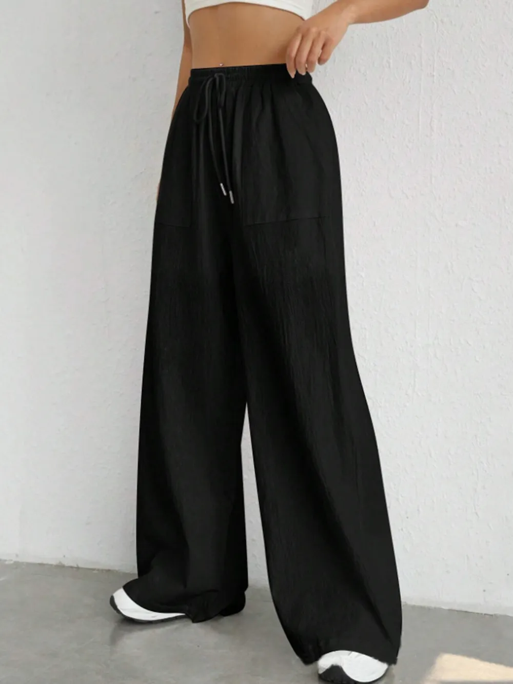 Drawstring Wide Leg Pants, image 8