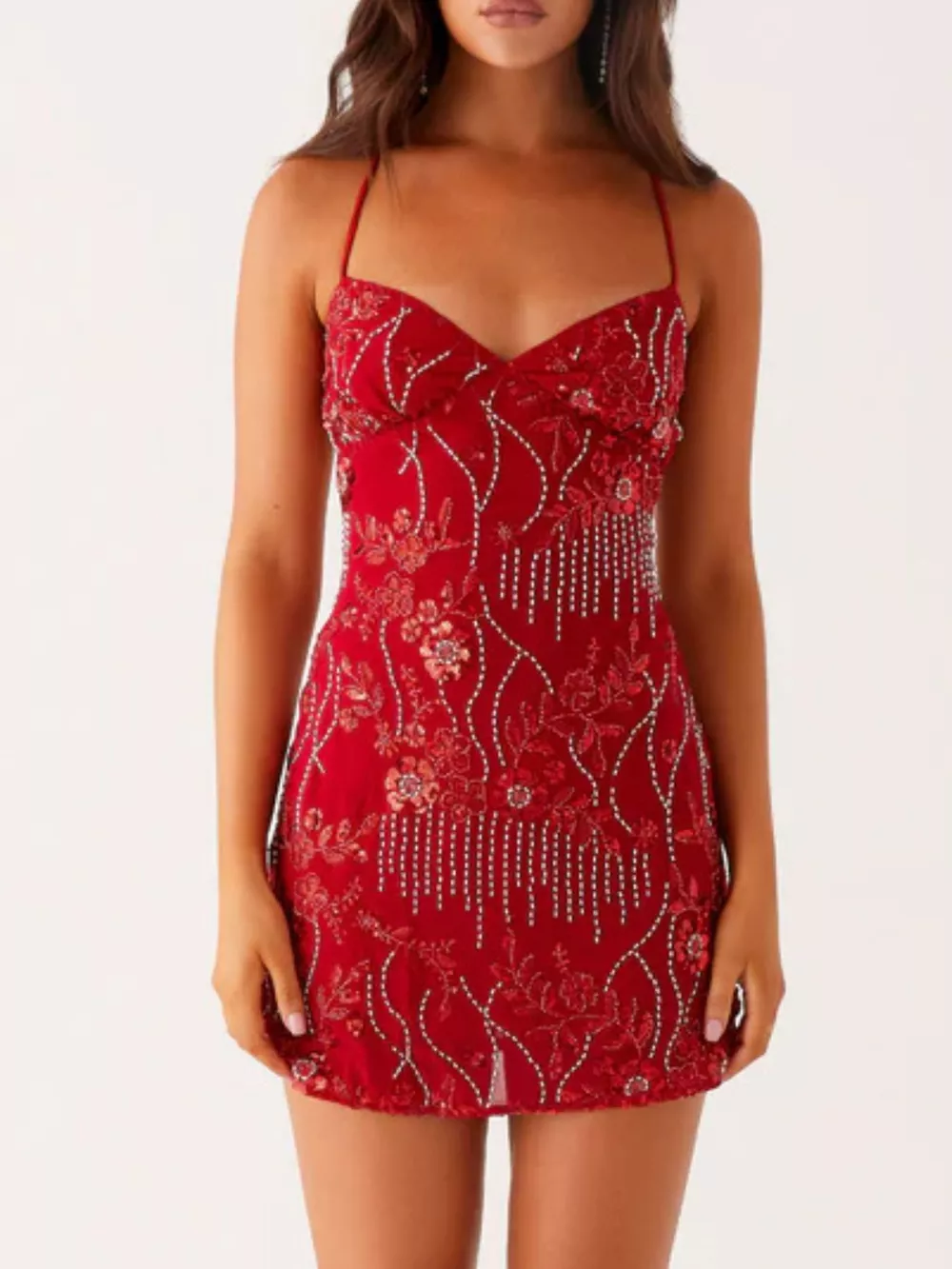 Beaded Floral Mini Dress, image 27