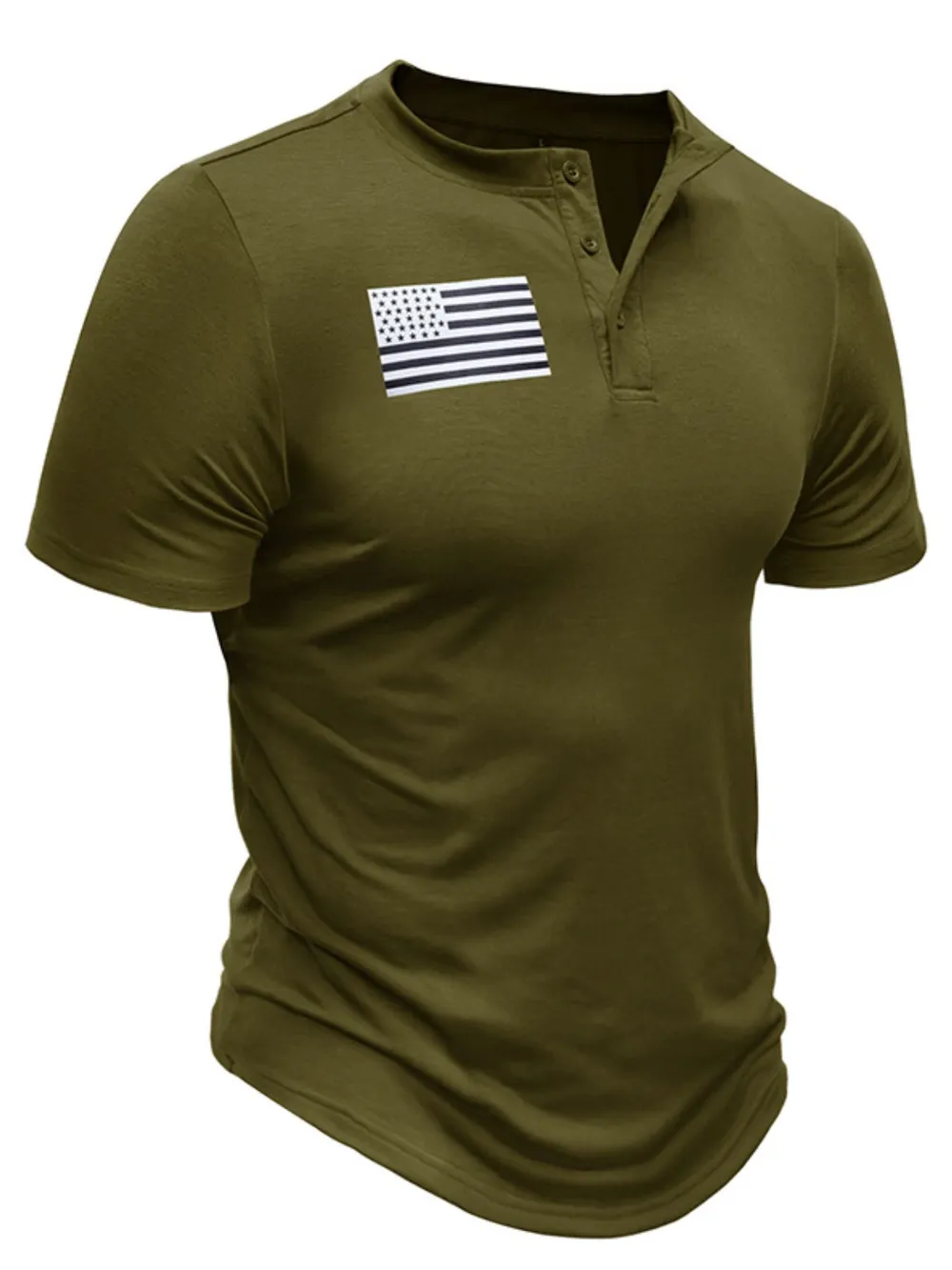 Men's American Flag Short Sleeve Henley Top, image 8