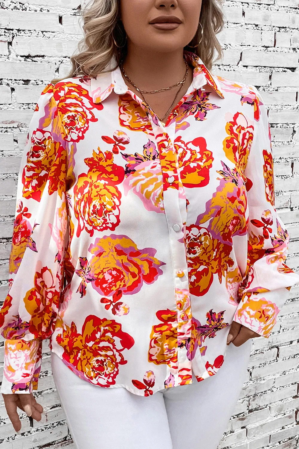 Plus Size Printed Long Sleeve Shirt, image 8