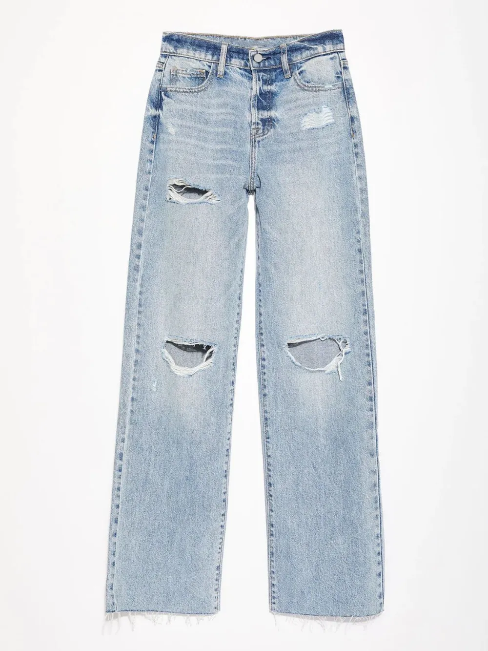 Distressed Straight Leg Jeans with Pockets, image 5