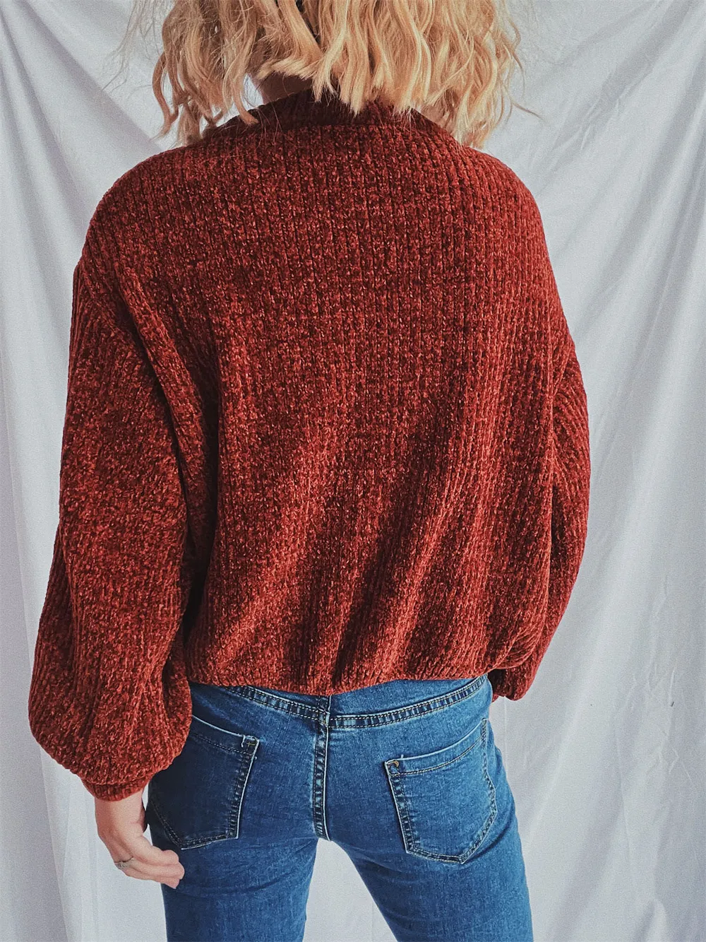 Round Neck Dropped Shoulder Long Sleeve Sweater, image 8