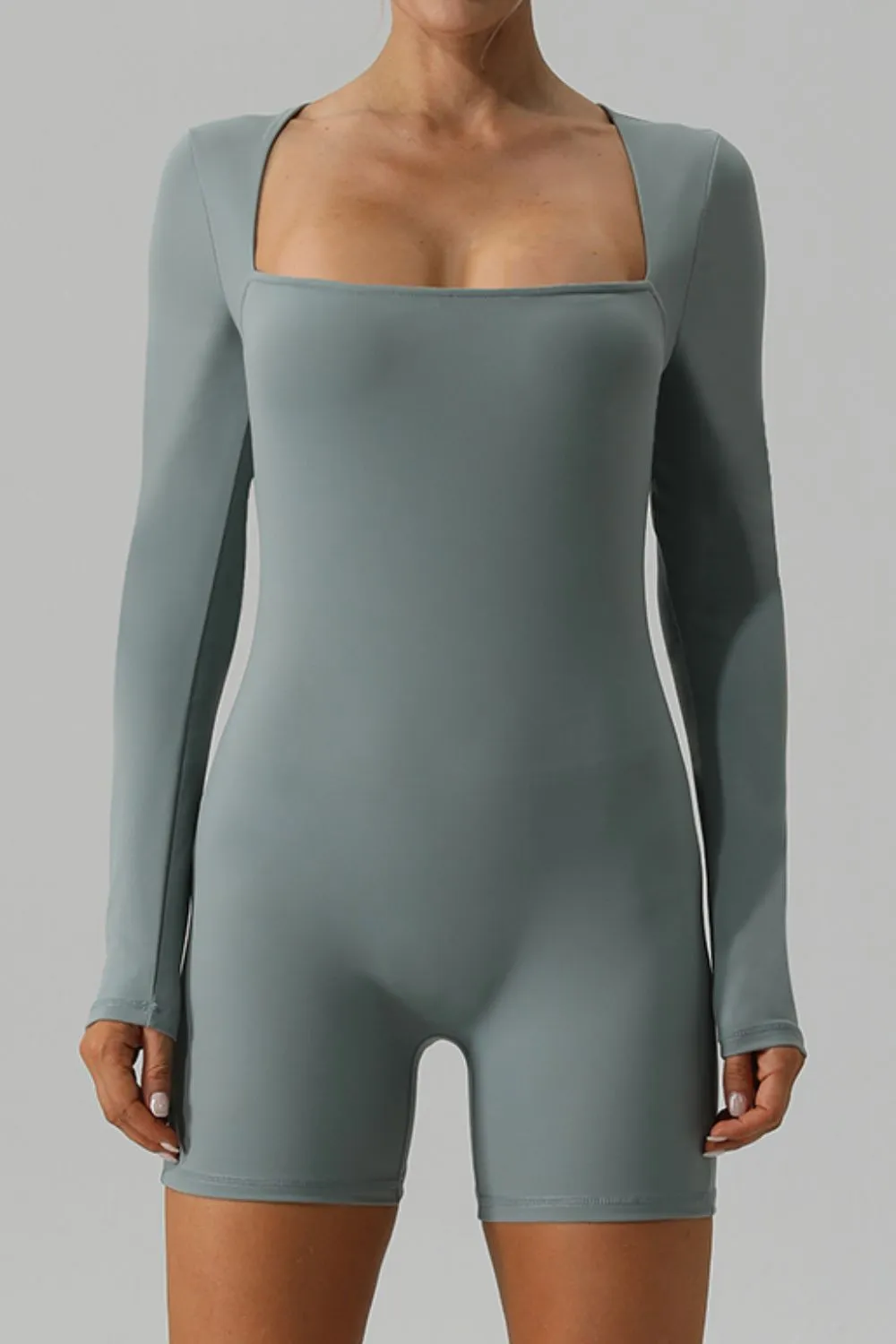 Square Neck Long Sleeve Active Romper, image 6