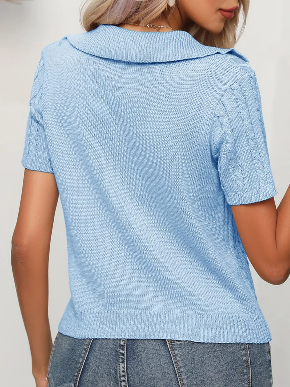 Cable Knit Short Sleeve Top, image 13