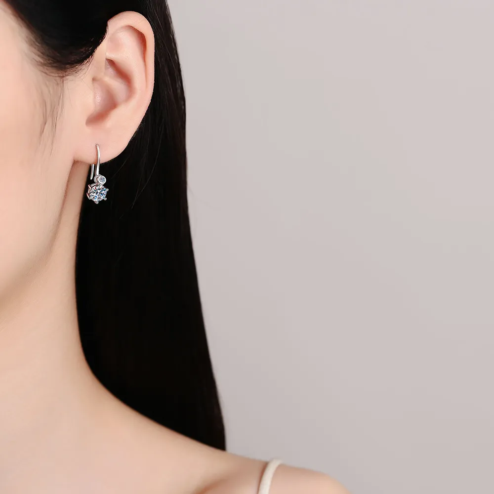 2 Carat Moissanite 925 Sterling Silver Earrings, image 2