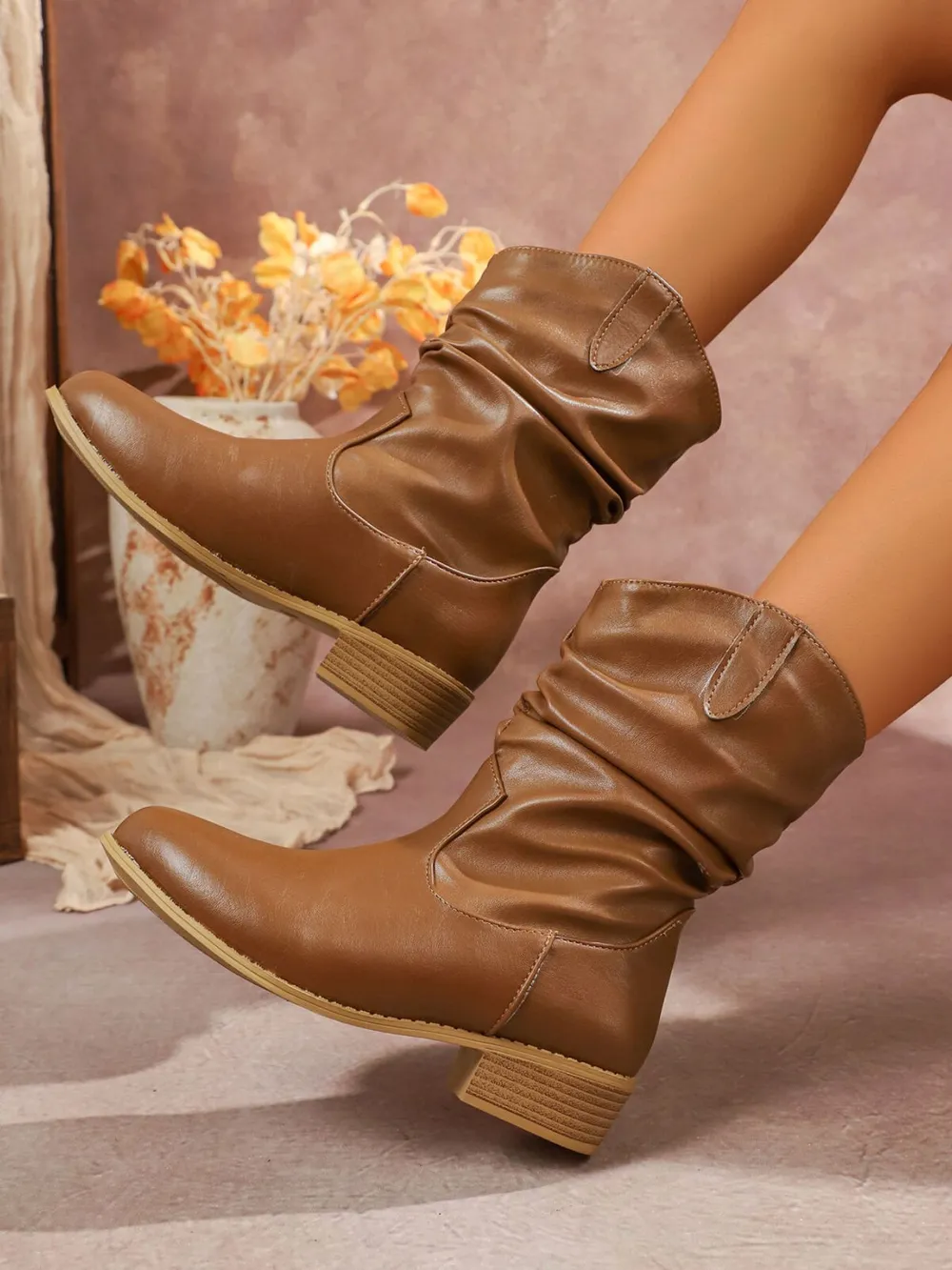 Mid-Calf Western Boots with Block Heels, image 5