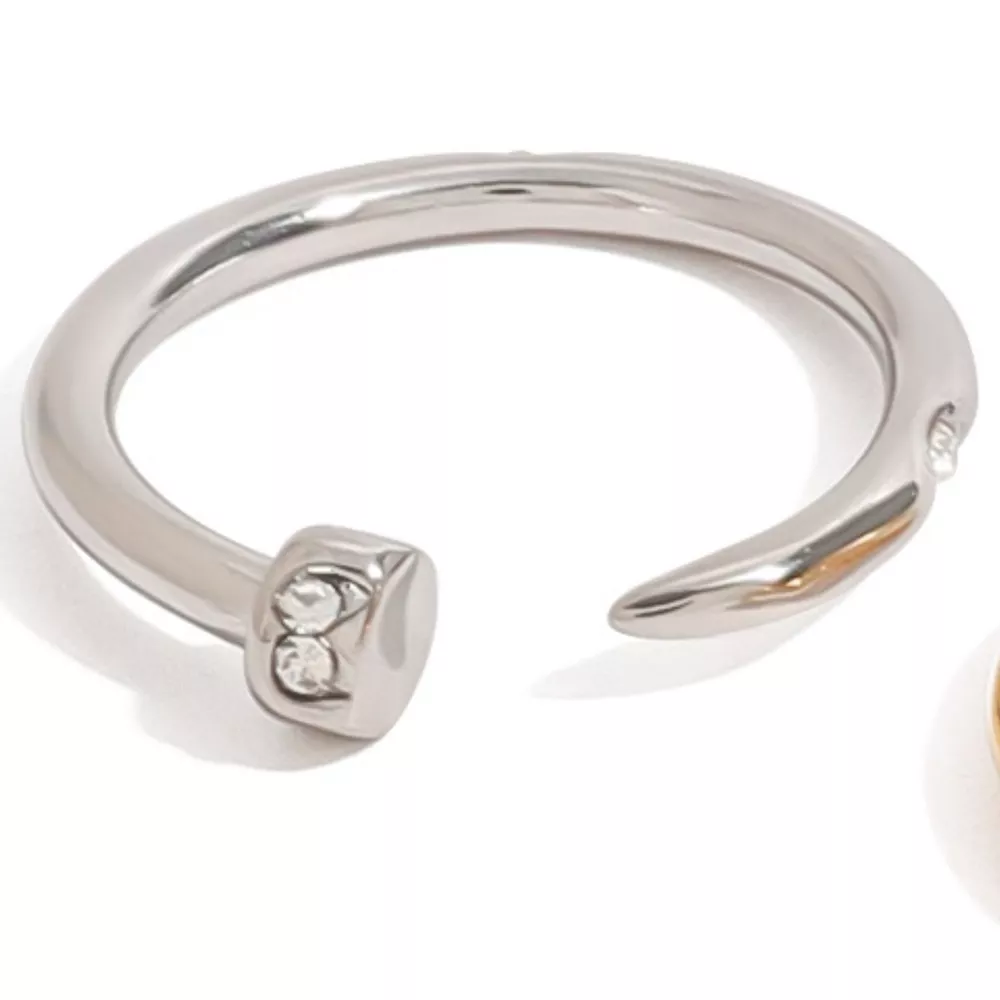 Stainless Steel Zircon Open Ring, image 8