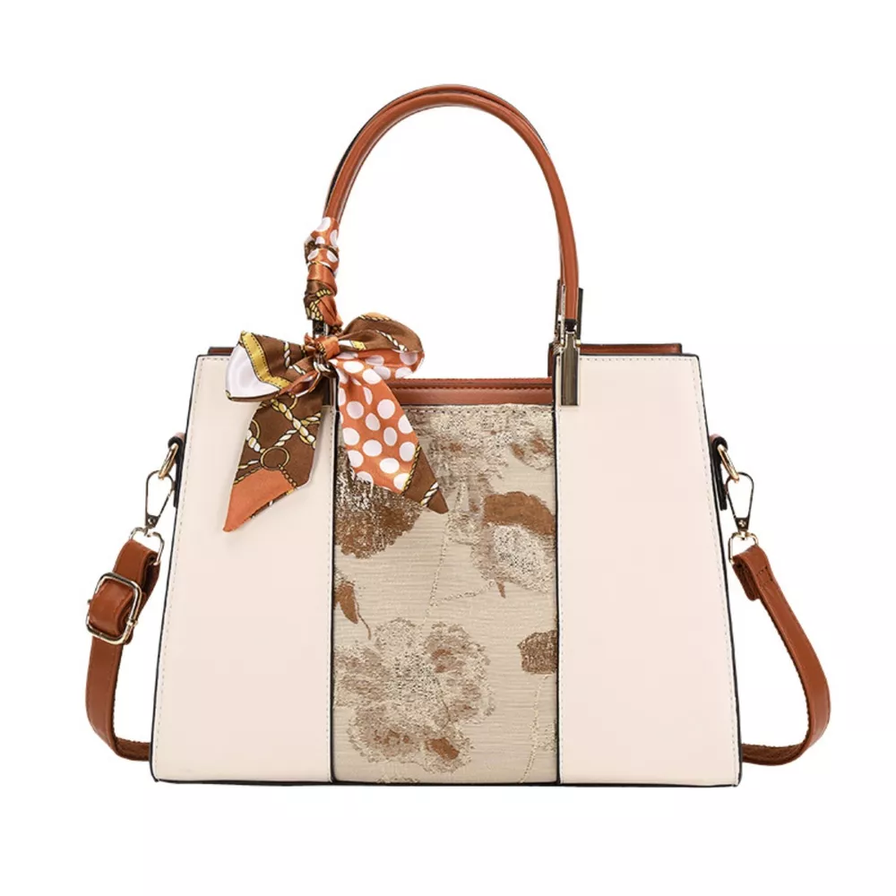 Top Handle Handbag with Scarf Accent, image 4