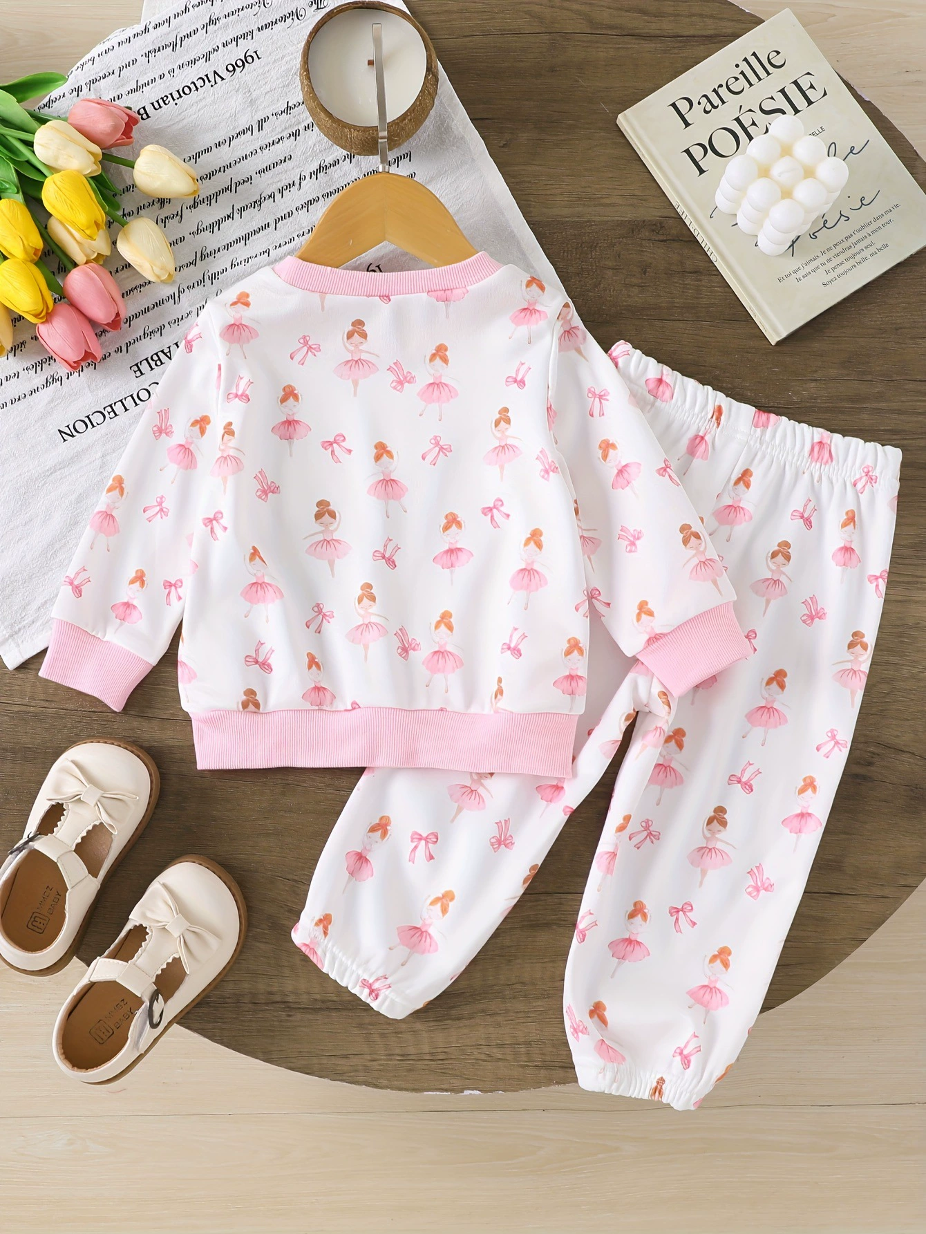 Children's Printed Round Neck Tee and Pants Set, image 2