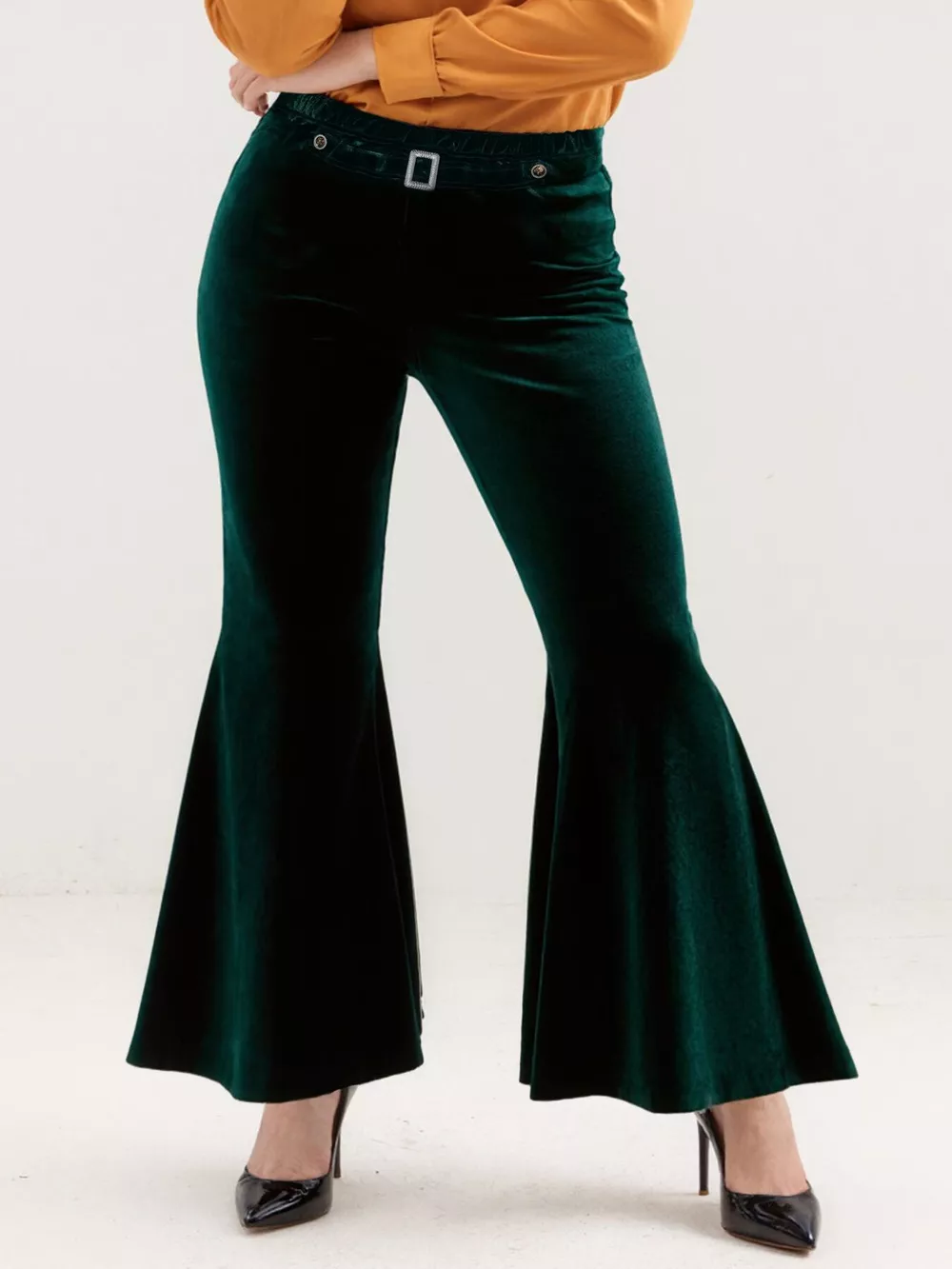 Plus Size Velvet Flared Pants, image 2