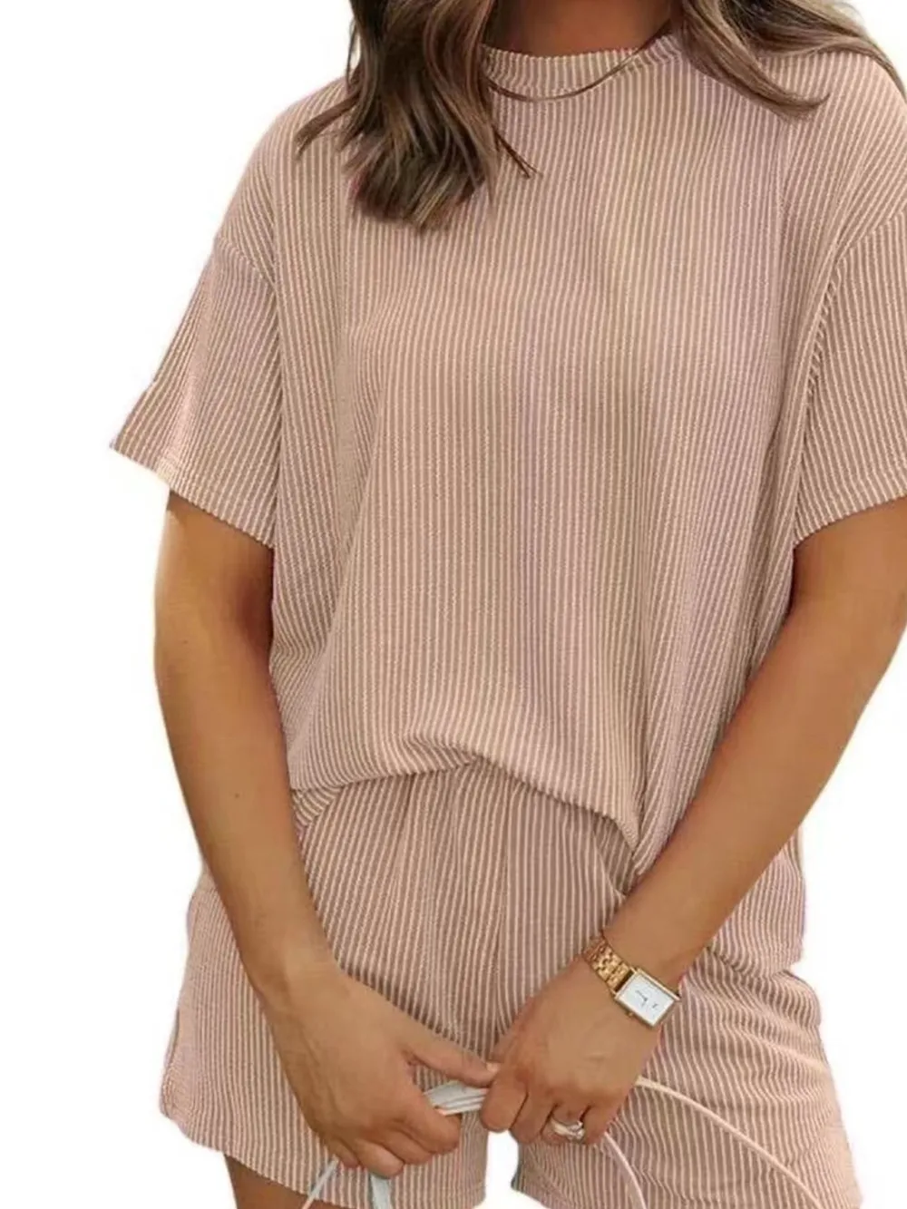 Full Size Ribbed Short Sleeve Top and Shorts Two-Piece Set Plus Size, image 21
