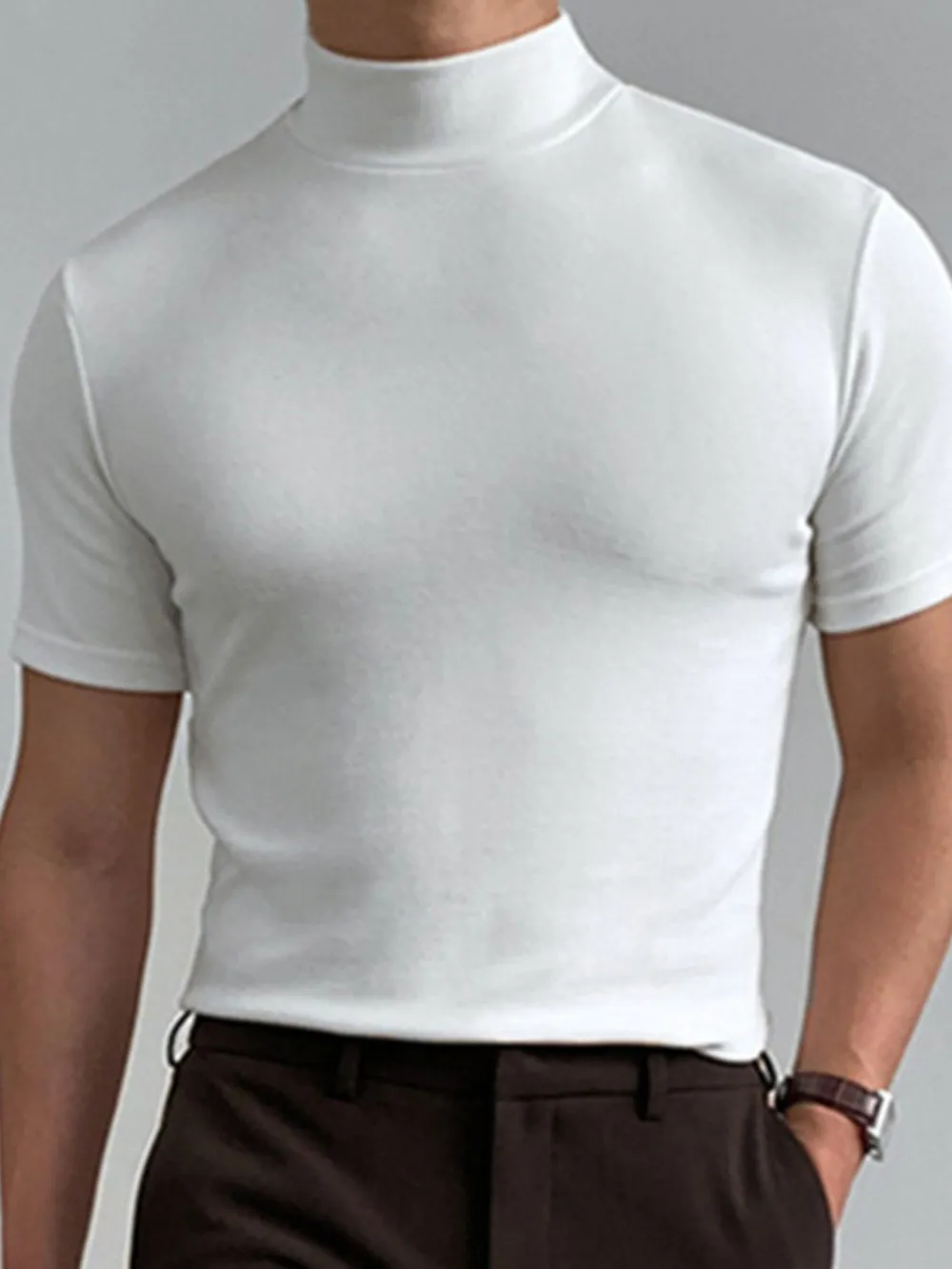Men's Full Size Mock Neck Short Sleeve T-Shirt Plus Size, image 5