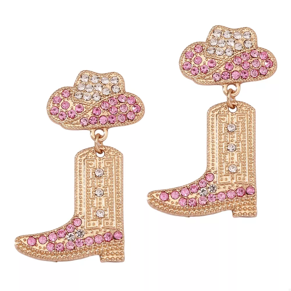 Rhinestone Cowboy Boot Dangle Earrings, image 6