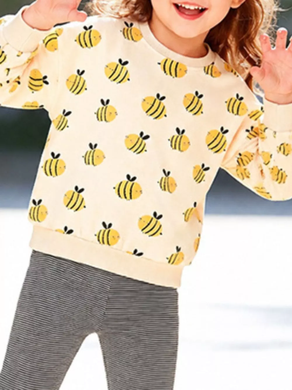 Children's Bee Print Sweatshirt and Leggings Two-Piece Set, image 3