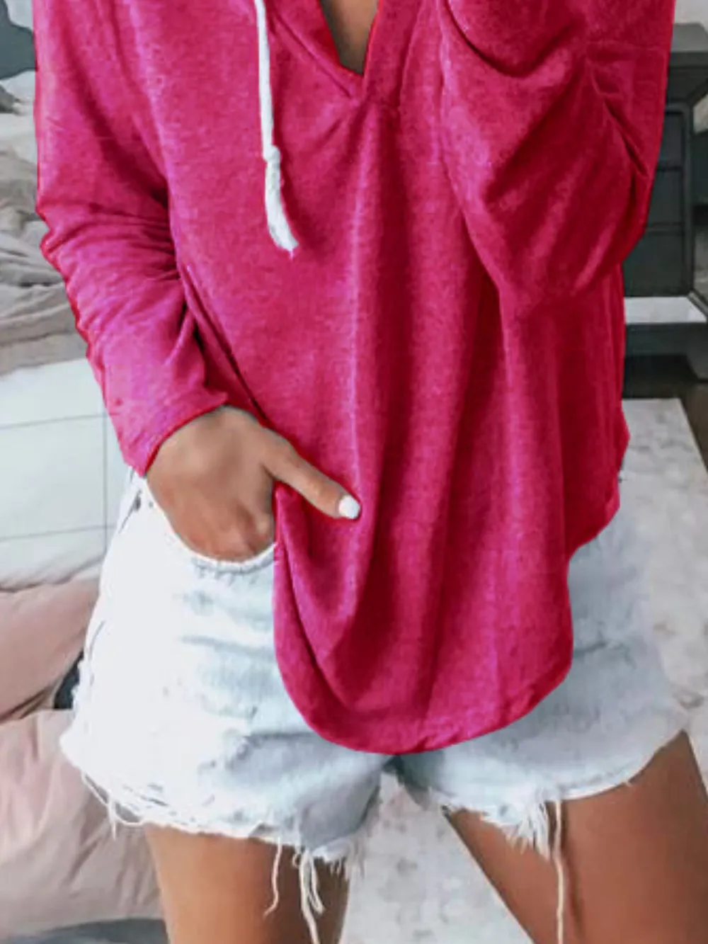 Full Size Drawstring Long Sleeve Hoodie Plus Size, image 10