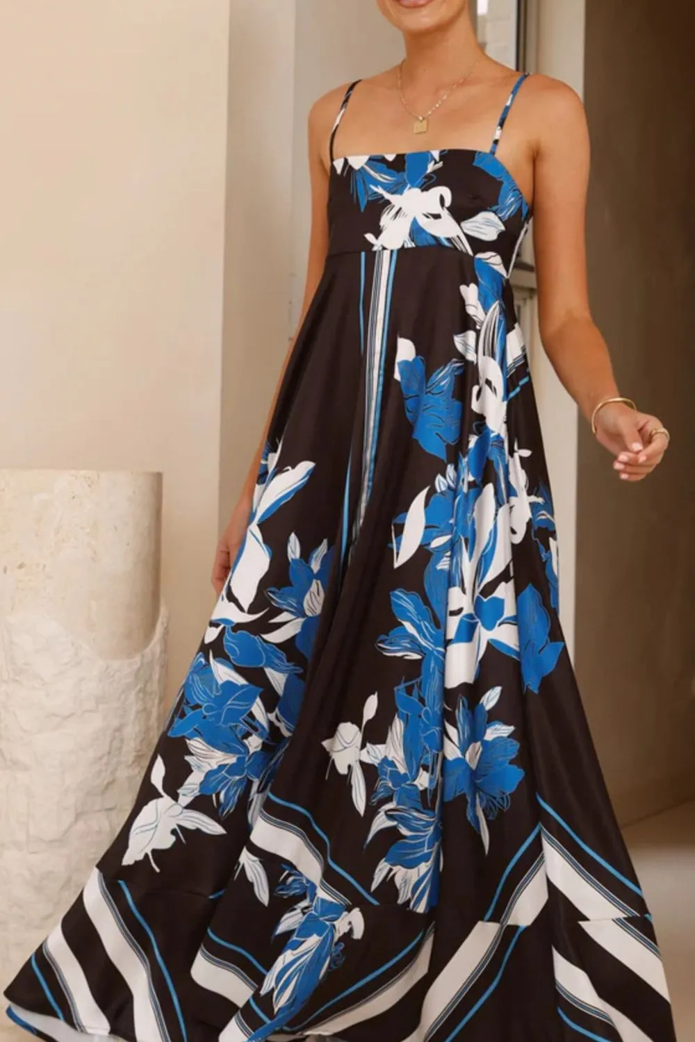 Printed Square Neck Cami Maxi Dress, image 25