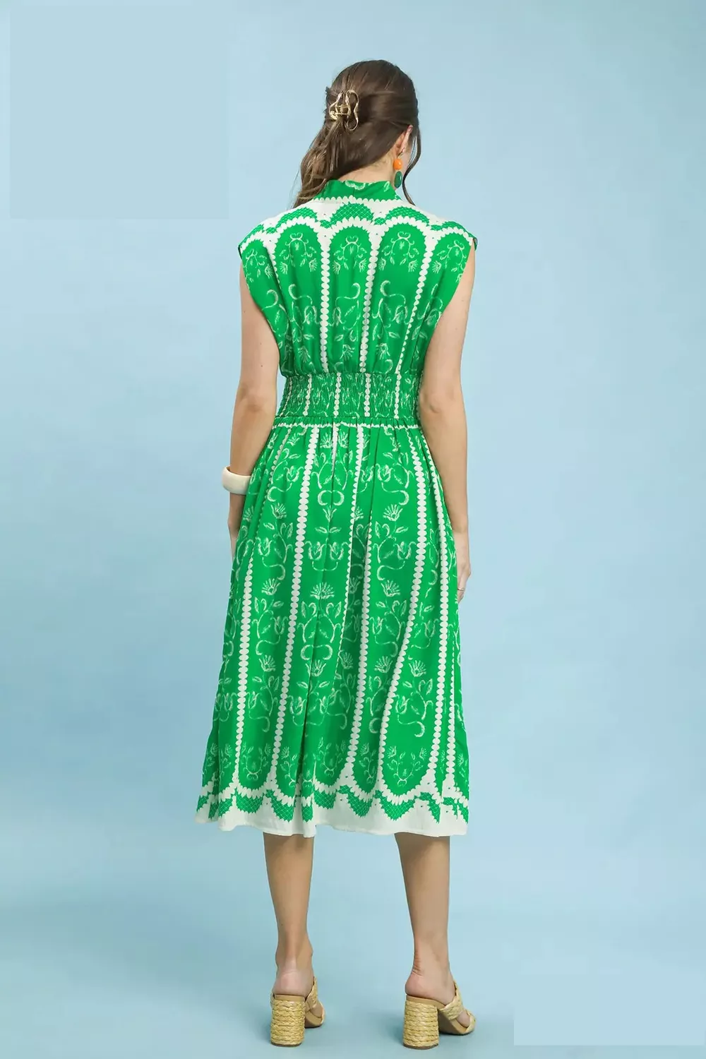 Sleeveless Smocked Midi Dress, image 3