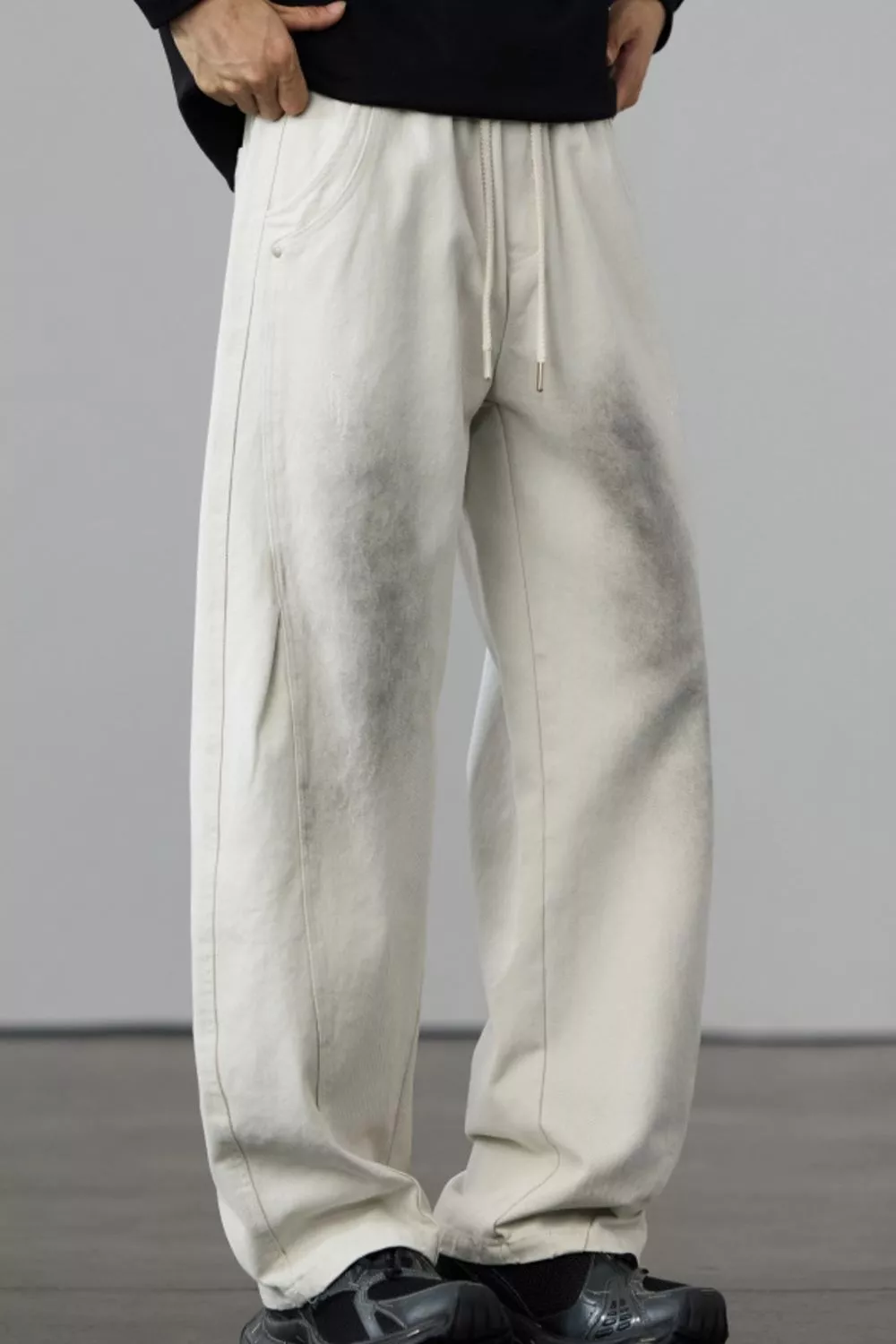 Men's Full Size Wide Leg Drawstring Jeans Plus Size