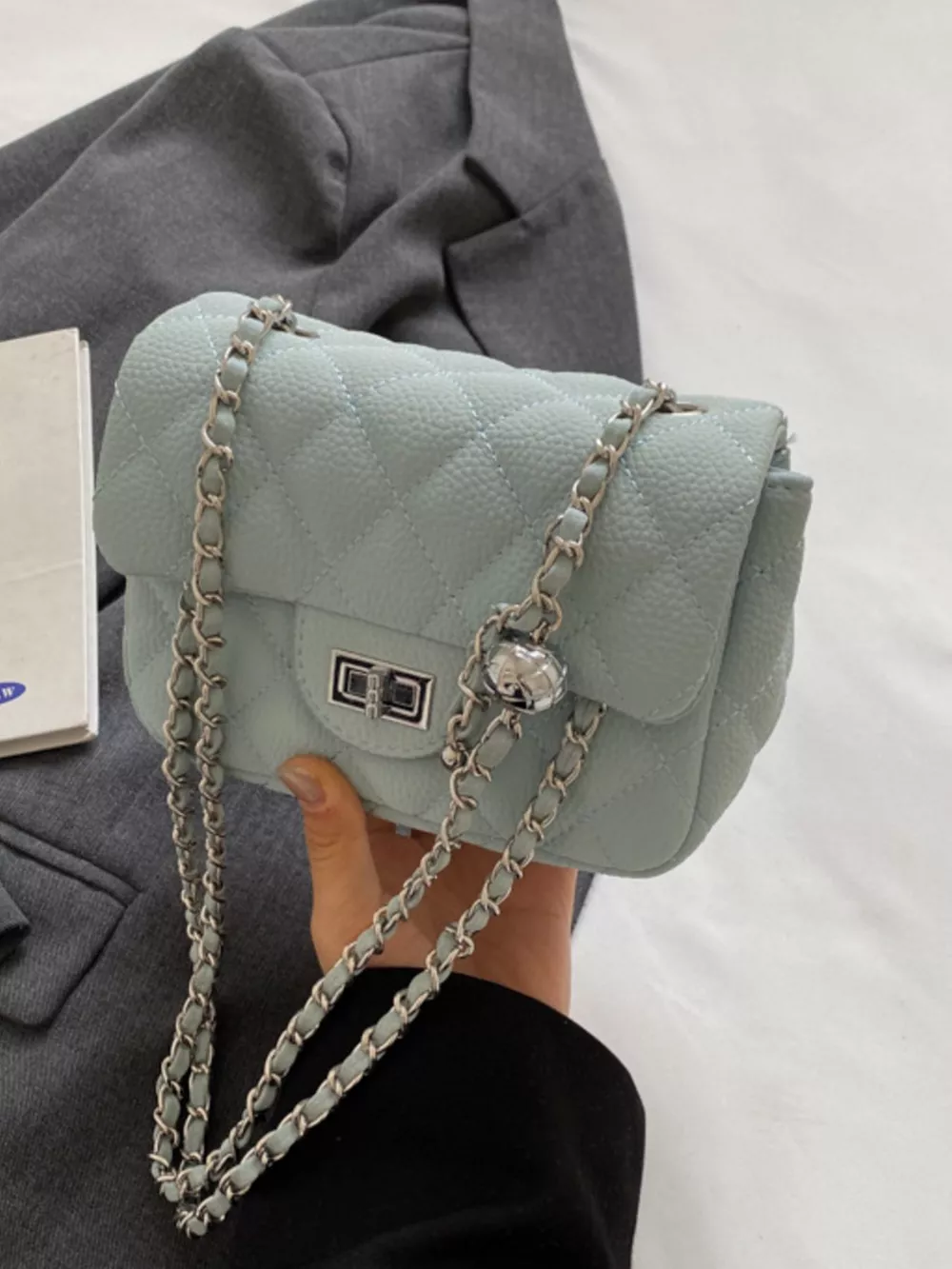 Quilted Chain Crossbody Bag, image 11