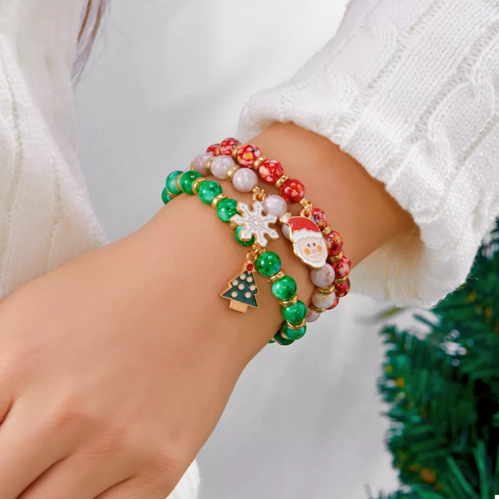 3 Piece Christmas Charm Beaded Bracelet, image 5