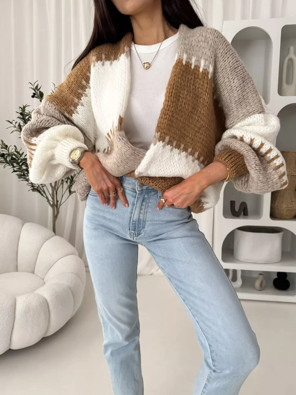Color Block Open Front Cardigan, image 16