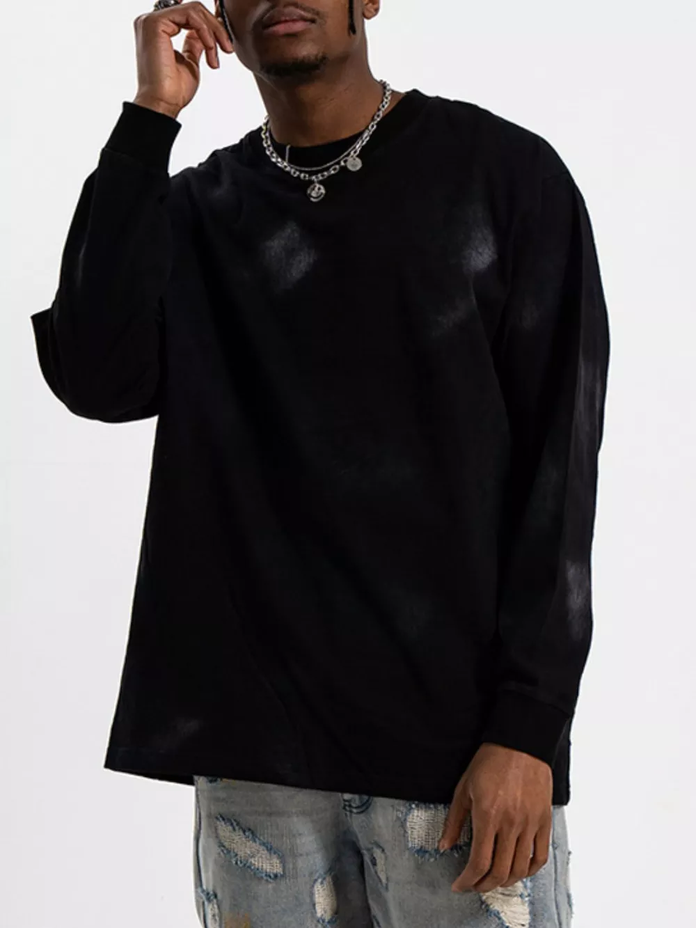 Men's Washed Long Sleeve Cotton T-Shirt