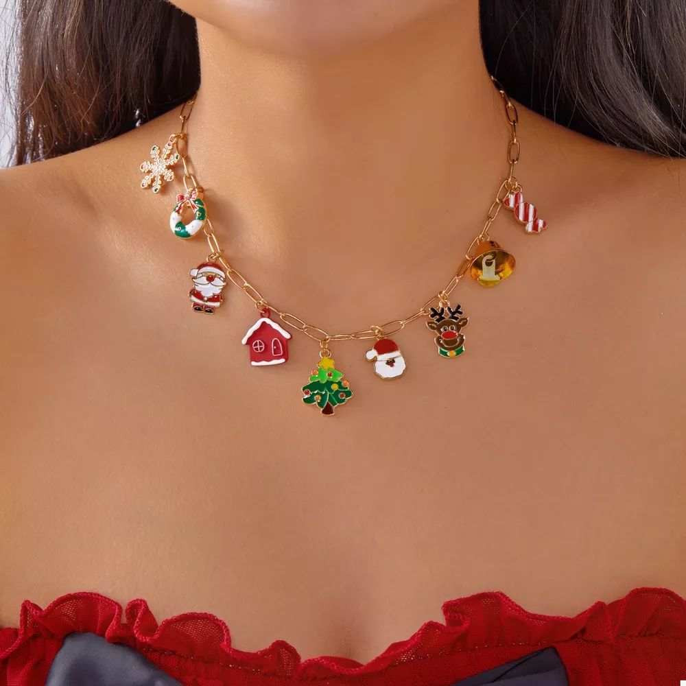 18K Gold-Plated Christmas Charm Necklace, image 2