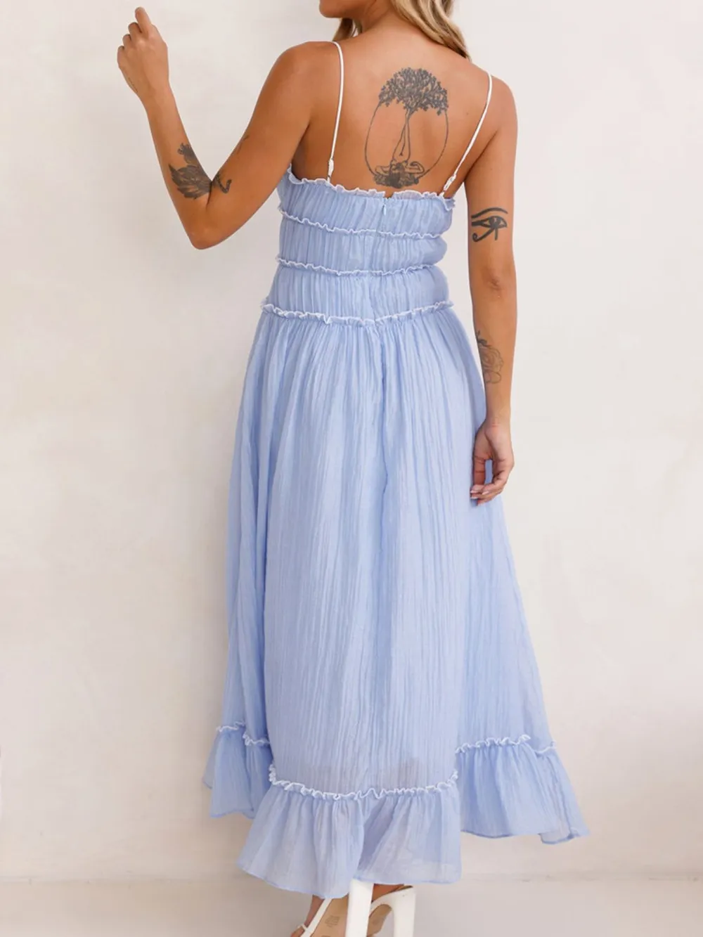Frill Ruffled Hem Midi Cami Dress, image 11