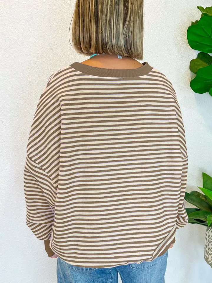 Striped Round Neck Long Sleeve Sweatshirt, image 21