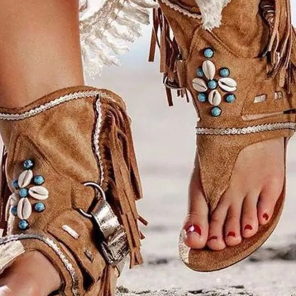 Fringe Ankle Cuff Sandals, image 6