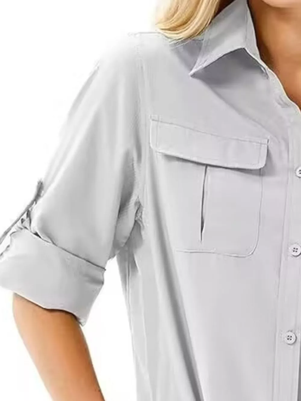 Full Size Roll-Up Sleeve Button Up Shirt Plus Size, image 19