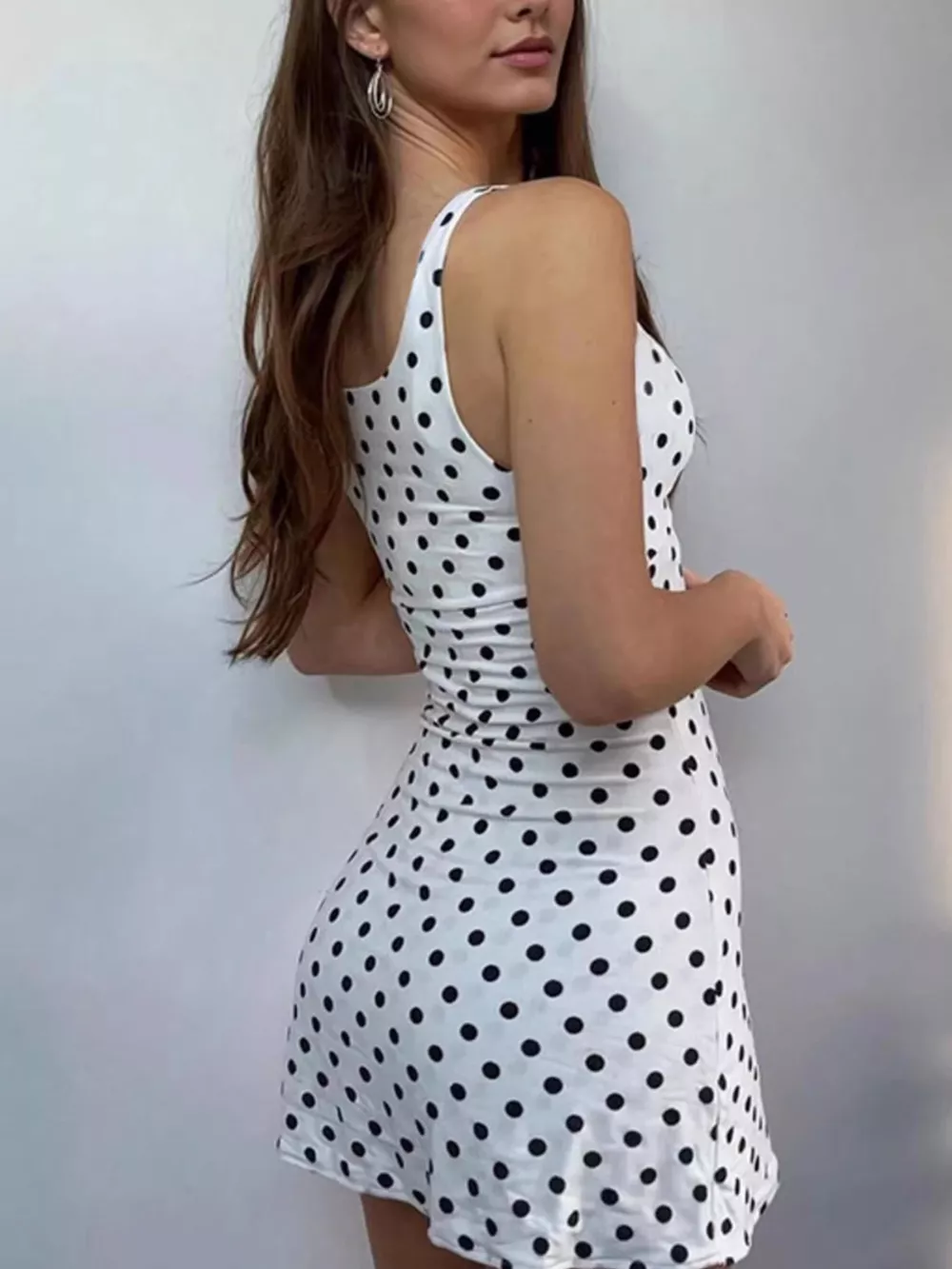 Polka Dot Tie-Front Mini Dress, image 2