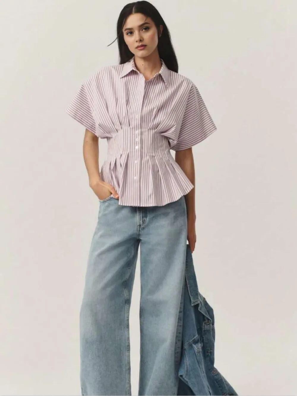 Striped Short Sleeve Button-Up Shirt, image 14