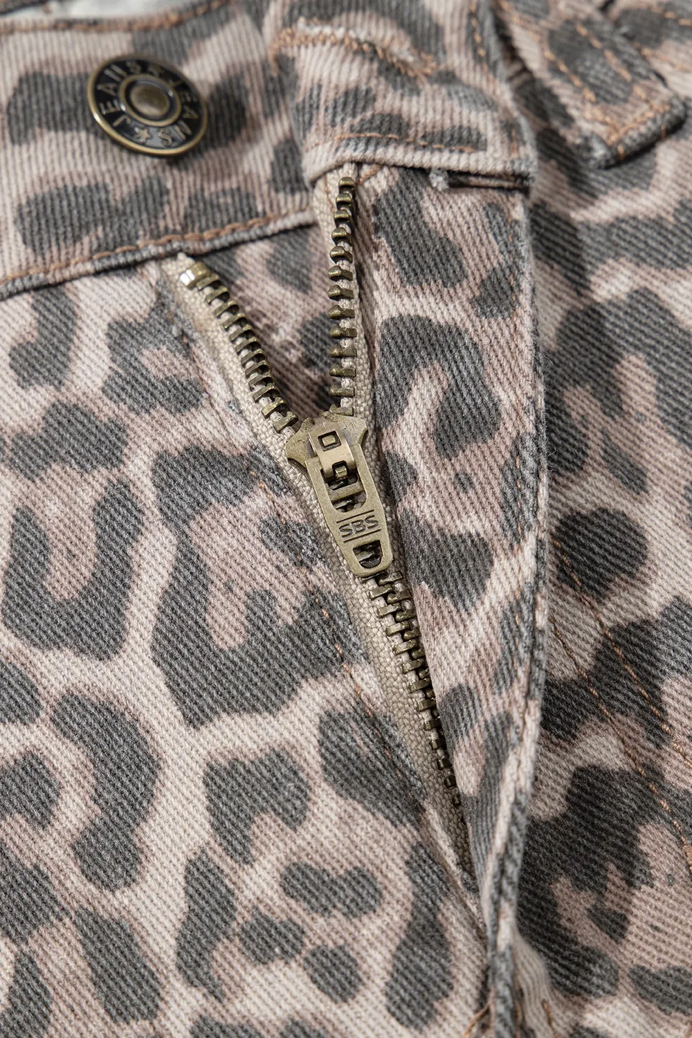 Leopard Frayed Edge Wide Leg High Waist Jeans, image 8