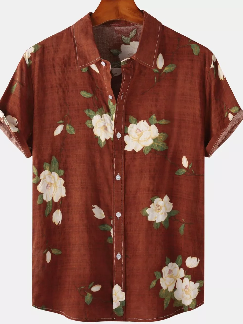 Men's Plus Size Floral Print Short Sleeve Shirt, image 4