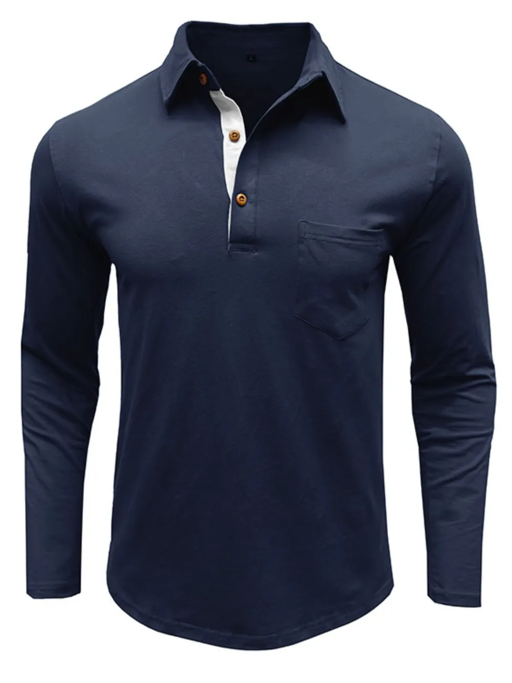 Men's Long Sleeve Polo Shirt with Chest Pocket, image 4